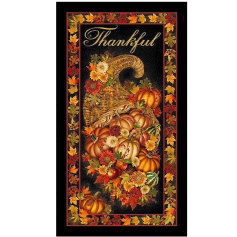 timeless treasures bountiful cornucopia 24in panel metallic black fabric|Black Cornucopia Metallic Banner Quilt Panel .